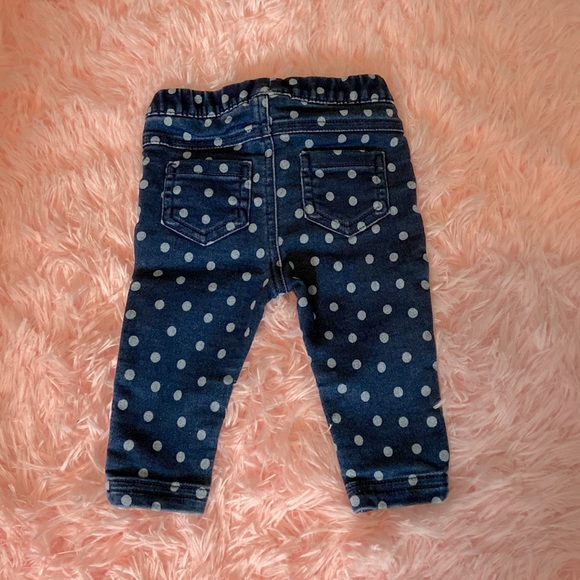 Cat & Jack jeans. Color: Blue Jeans w/ White Polka Dots. Size: 0-3 month. - Picture 3 of 5